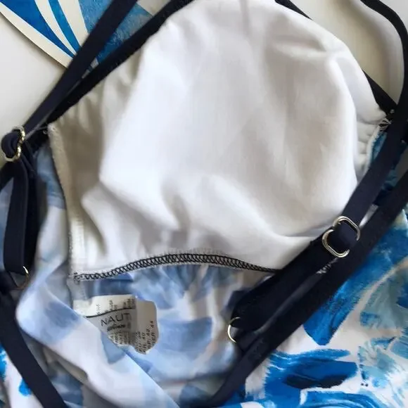 NWT Nautica Blue and White Tankini Swim Top - Picture 6 of 7